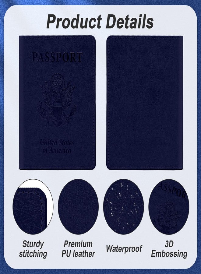 Linsuminn Passport Holder, Passport Holder for Travel, Travel Passport Holders Must Haves for Women Men, Passport Cover Passport Wallet Case Holders for Travels Cruise Ship Essentials, Dark Blue & Rose Gold - Image 3